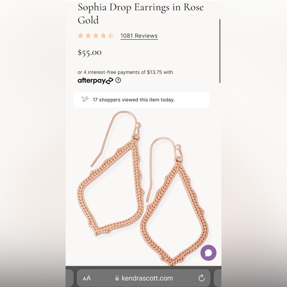 Sophia Drop Earrings Rose Gold 💗 - Picture 1 of 1